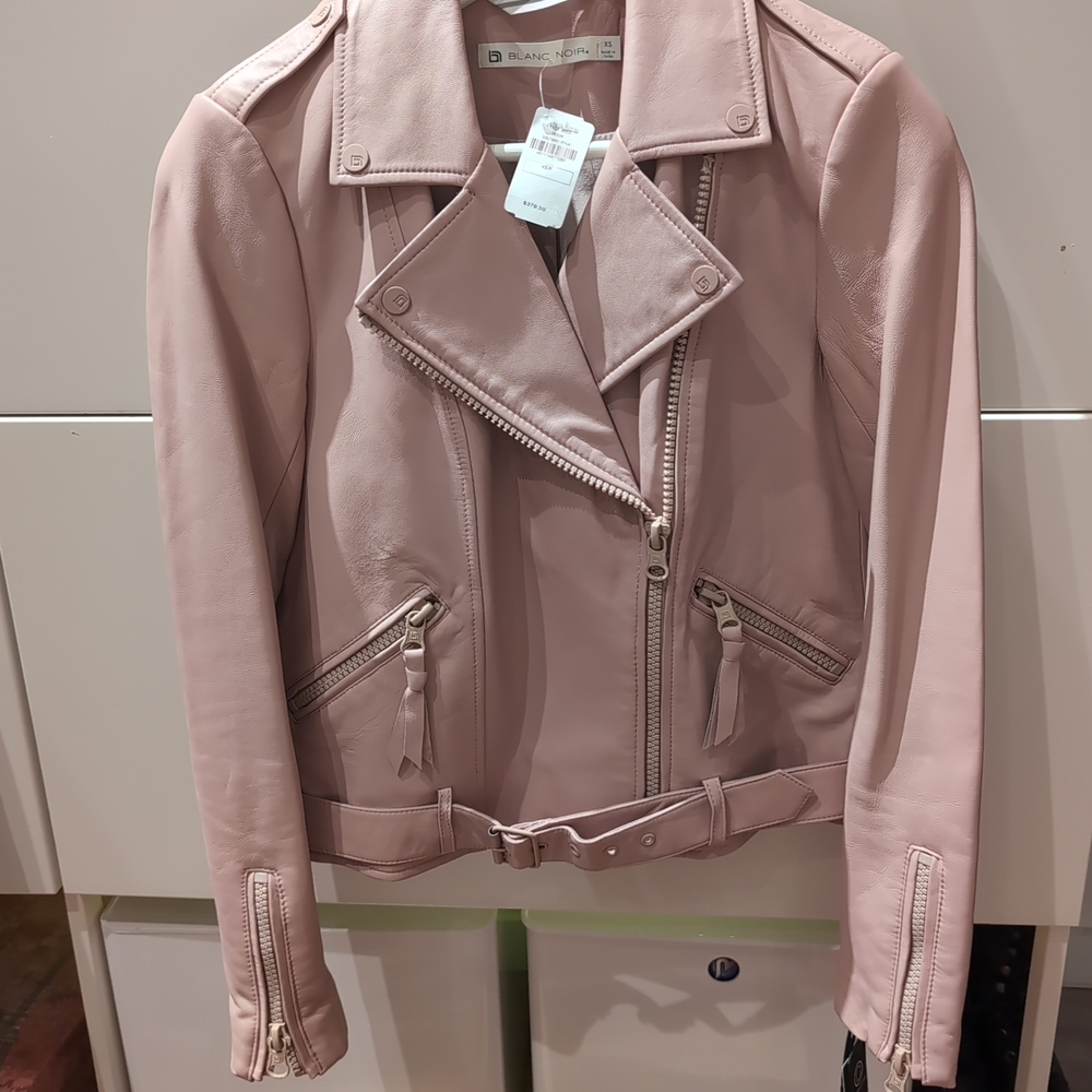 Blanc Noir Women's Pink Leather Jacket